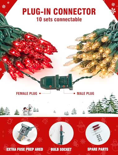 Red Warm White Christmas Lights (50 Count)