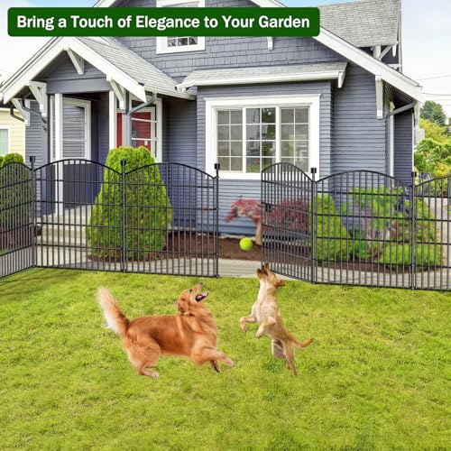 10 Panel No Dig Decorative Garden Fence with Gate 32"H x 23.6'L Dog Barrier (6.69 Sq Ft)