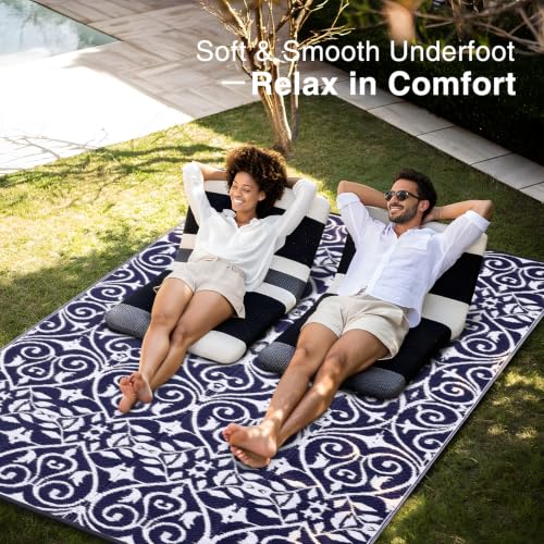 Outdoor Rug 9x12 ft Waterproof Reversible Floral Mat
