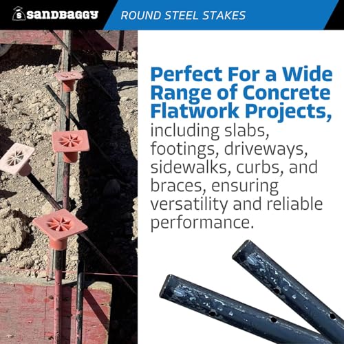 60 Inch Round Steel Concrete Form Stakes with Nail Holes