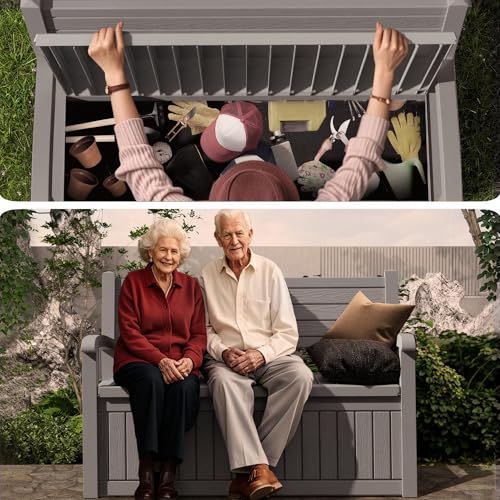 75 Gallon Storage Bench Deck Box Outdoor Indoor