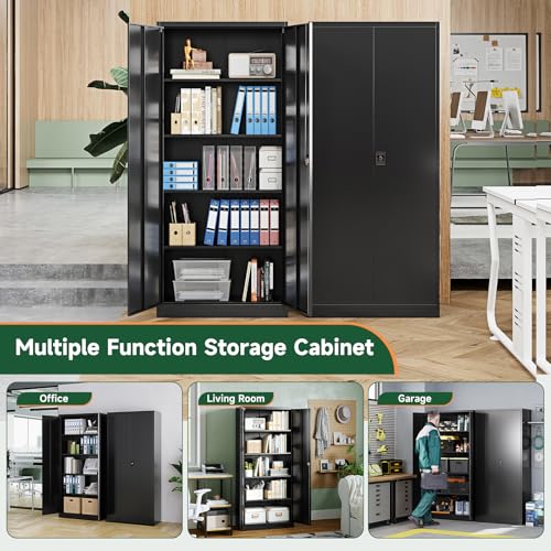 Metal Garage Storage Cabinets with Lock Door and Adjustable Shelves