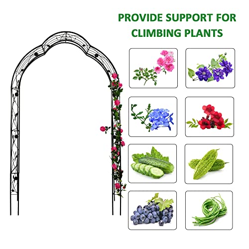 Metal Garden Arch 98.4" H Garden Arbor Trellis for Outdoor Climbing Plants Support Rose Lawn Tall Large Scale Event Arch