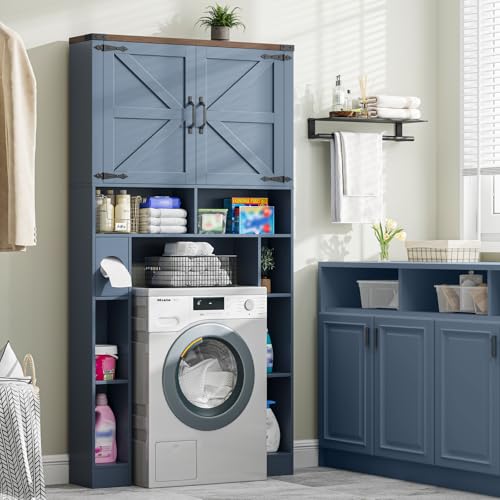 Storage Cabinet Over Toilet with 2 Barn Doors