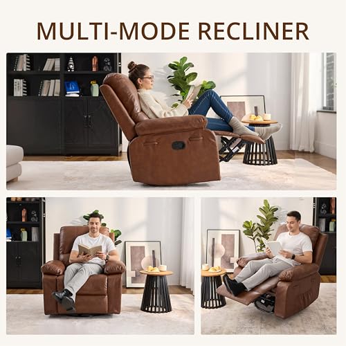 360° Swivel Rocking Leather Recliner Chair for Adults