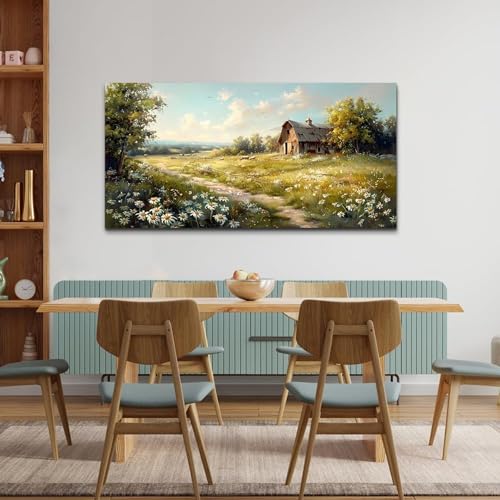 Large Wall Decor Canvas For Living Room Wall Art For Bedroom Office Wall Decor Vintage Country Field Painting Pictures Decoration Artwork Farmhouse Home Decor Mural Aesthetics 24"x48"