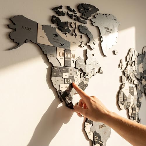 3D Wooden World Wall Art