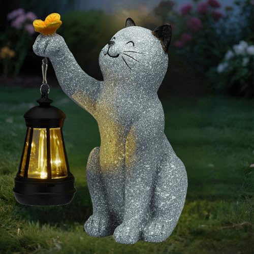 Solar Cat Garden Statue Outdoor Decor