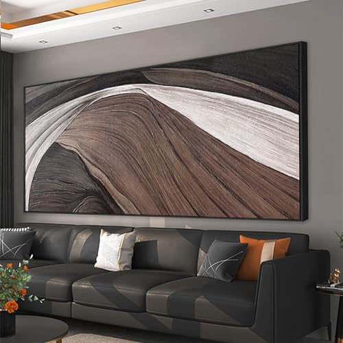 Framed Large Abstract Wall Art For Living Room Prints Canvas Art Wall Decor Picture Painting Brown Black And White Abstract Wall Decor Artwork Picture For Bedroom Modern Home Artwork 29x58 In
