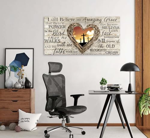 Amazing Grace Christian Wall Art Canvas Cross Decor