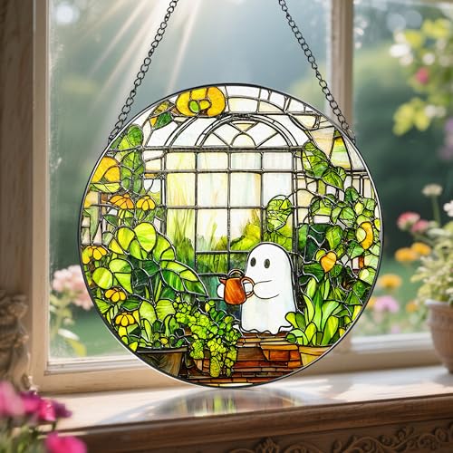 8'' Halloween Ghost Greenhouse Sun Catcher Ornament