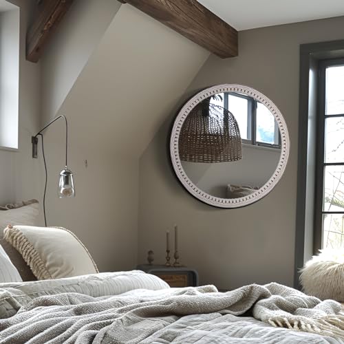 24 Inch Round Wood Mirror