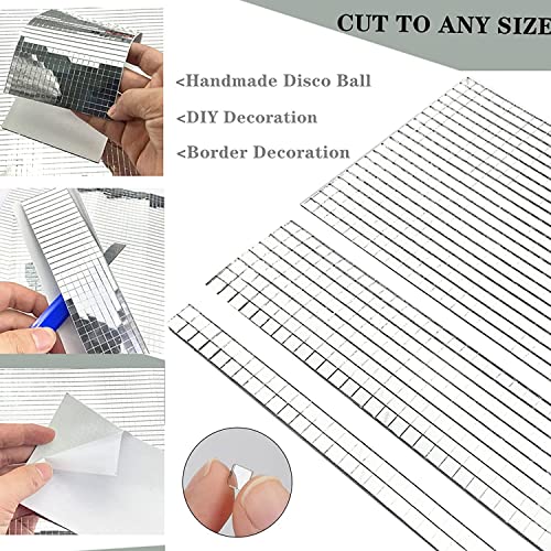 Real Glass Silver Mirrors Mosaic Tiles Sticker for Craft Square Glass Tiles Self Adhesive