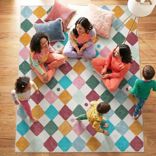 7x9 Washable Kids Rug Colorful Classroom Playroom Mat Confetti (63 Sq Ft)