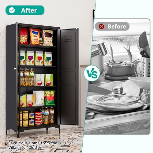 Metal Storage Cabinet with Doors and Shelves