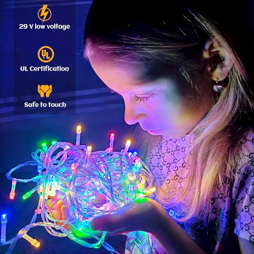 Colored Christmas Lights 400LED Icicle Lights for Outside 33ft String Light
