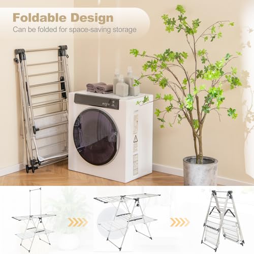 Freestanding Foldable Clothes Drying Rack