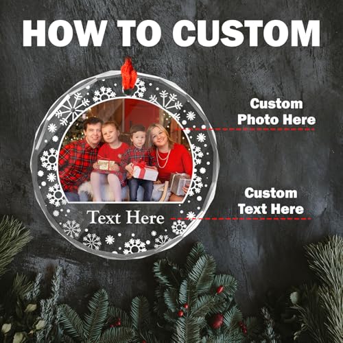 Personalized Christmas Family Photo Crystal Ornaments