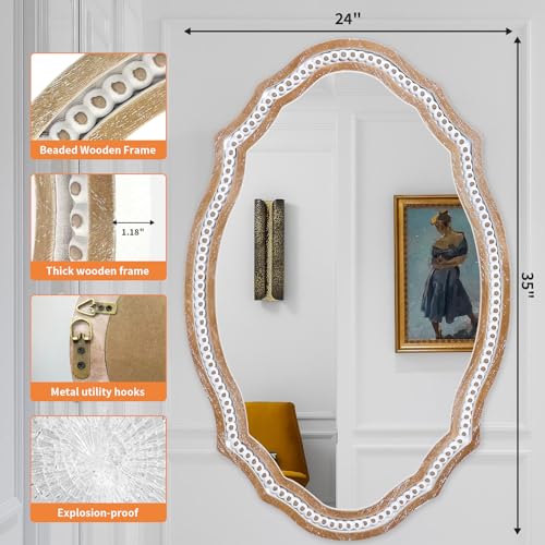 36x24 Inch Rustic Farmhouse Oval Mirror