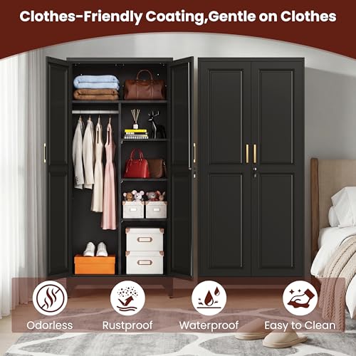 71" Tall Armoire Wardrobe Closet with Lock & Doors