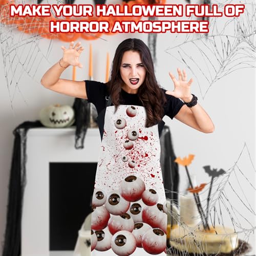 Happy Halloween Horror Bib Apron Scary Bloody Costume for Women Men Gift