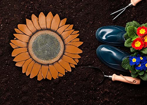 NAT & Jules Sunflower Shaped Dimensional Indoor Outdoor 12 inch Cast Resin Decorative Garden Stepping Stone