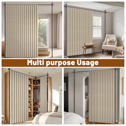 100% Blackout Room Divider Curtains Sets Beige W100 x L96 in (2 Count)