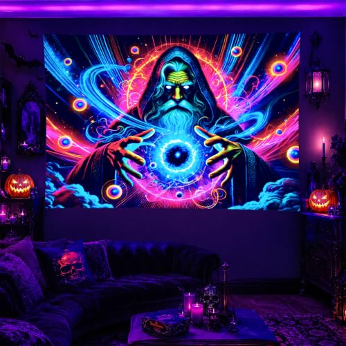 Blacklight Tapestry Cosmic Energy Room Wall Art 78 x 59 Inch