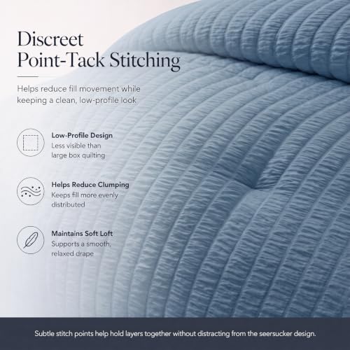 Twin XL Comforter Set 5 Pieces Grayish Blue Seersucker Bed in a Bag