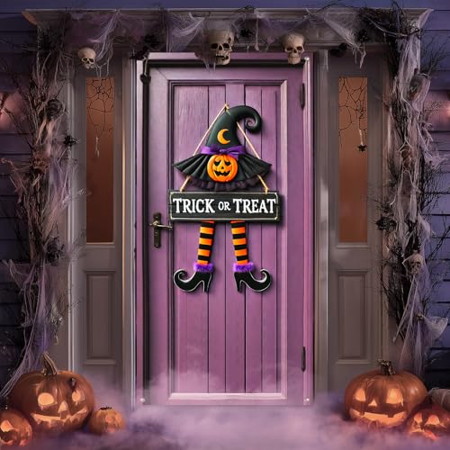 Halloween Door Cover Trick Treat Striped 35x71 Inch Polyester