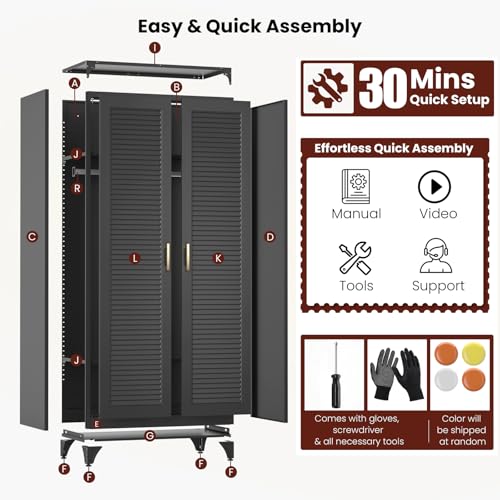 71" Tall Black Wardrobe Closet with Door and Adjustable Shelves