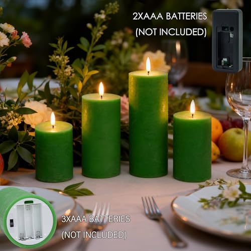 Green Flameless Candles (4 Count)