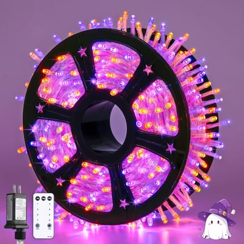 163 FT 500 LED Orange and Purple Halloween String Lights Indoor (163 Foot)
