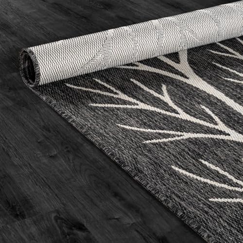 Washable Indoor Outdoor Rug 8x10 Modern Area Rugs Branch Pattern Non Shedding Waterproof Easy Clean Patio Deck Porch Living Room Bedroom Garden RV (80 Sq Ft)