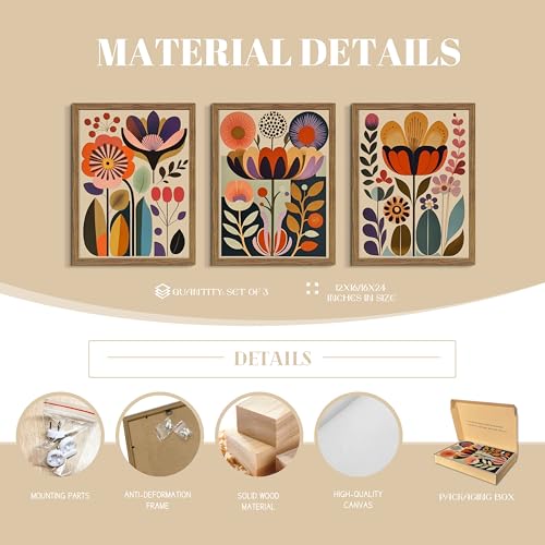 Framed Colorful Floral Wall Art Set of 3 (3 Count)