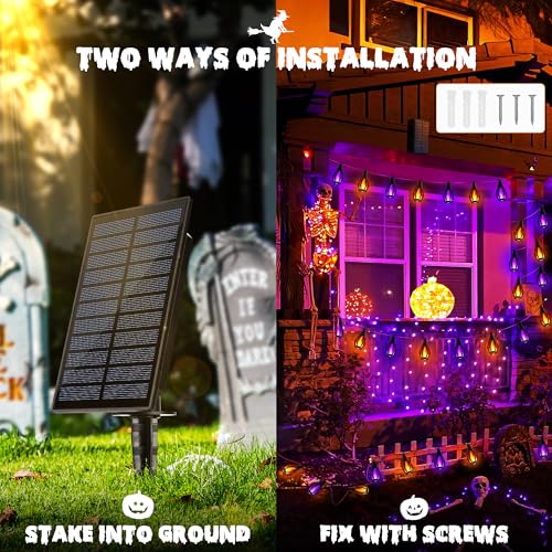 42FT 15 LED Solar Flame Halloween String Lights (15 Count)