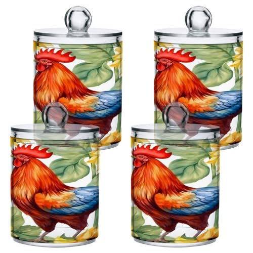 Sunflower Rooster 2PC Airtight Transparent Plastic Storage Jar (2 Count)