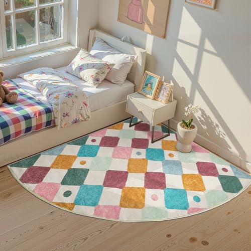 Corner Rug Washable Kids Rug Colorful Reading Nook Mat Confetti (25 Sq Ft)