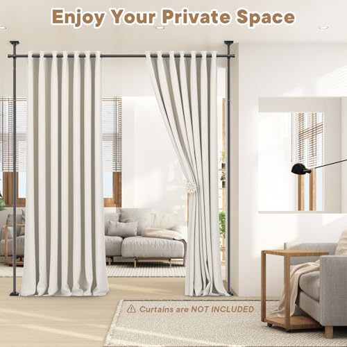 Room Divider No Drilling Curtain Rod Wall Divider for Room Separation Black