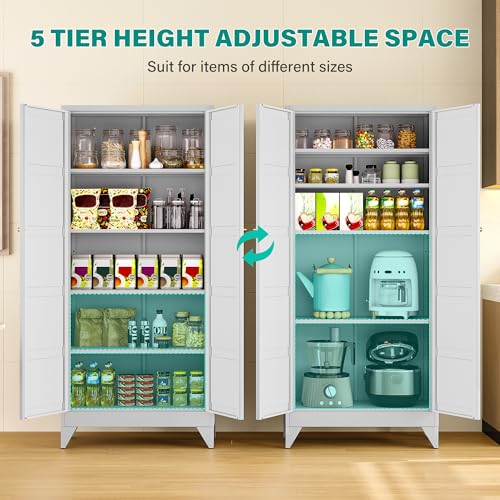 Pantry Storages Cabinet with 2 Doors and 5 Shelves
