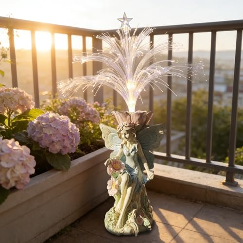 Fairy Garden Decor Statue Solar Fairy Garden Statues With Fiber Optic Light