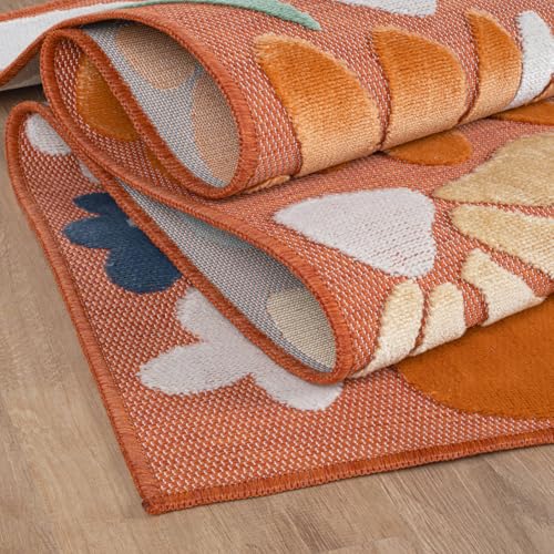 Outdoor Rug 5x7 Modern Floral Tropical Area Rugs for Outdoor and Indoor Patio Easy to Clean Non Shedding Living Room Porch Garden Washable Outside Carpet (35 Sq Ft)