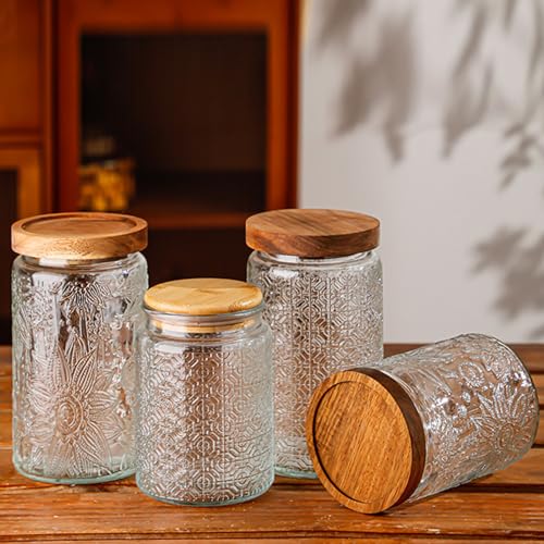 Vintage Glass Jars with Wooden Lids