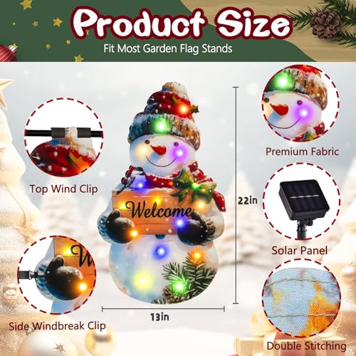 12x18 Lighted Christmas Snowman Garden Flag