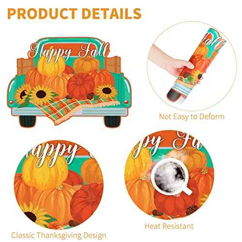6 Pack Fall Pumpkin Plastic Placemats Autumn Harvest Table Mats (6 Count)