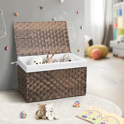 Large Wicker Storage Basket with Lid