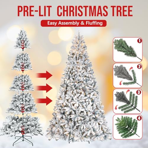 7ft Prelit Flocked Christmas Tree