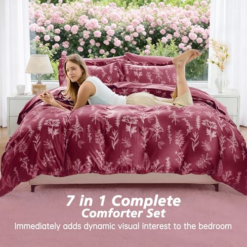 Burgundy Bed in a Bag King 7 Pieces