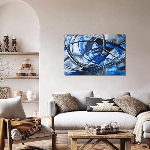 Abstract Wall Art Decor Modern Wall Art Pictures for Living Room Abstract Canvas Art Wall Decor Blue Wall Art Prints Black and White Wall Art Decor Artwork for Walls Home Office Decorations 32" X 48"
