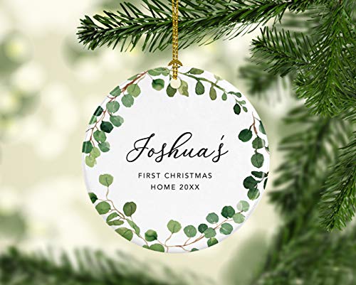 Personalized Round Ceramic Porcelain Christmas Tree Ornament Keepsake Collectible Adoption New Baby Gift